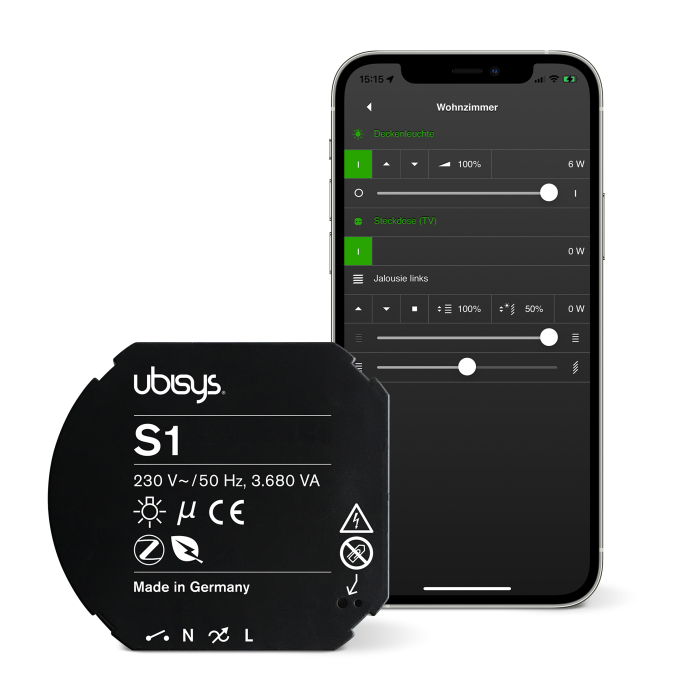 ubisys Zigbee Schaltaktor S1: Zigbee Funk-Schalter zum Nachrüsten | Bis zu 3.680VA schalten | Für eine intelligente Beleuchtung bzw. Verbrauchersteuerung in Ihrem Smart Home